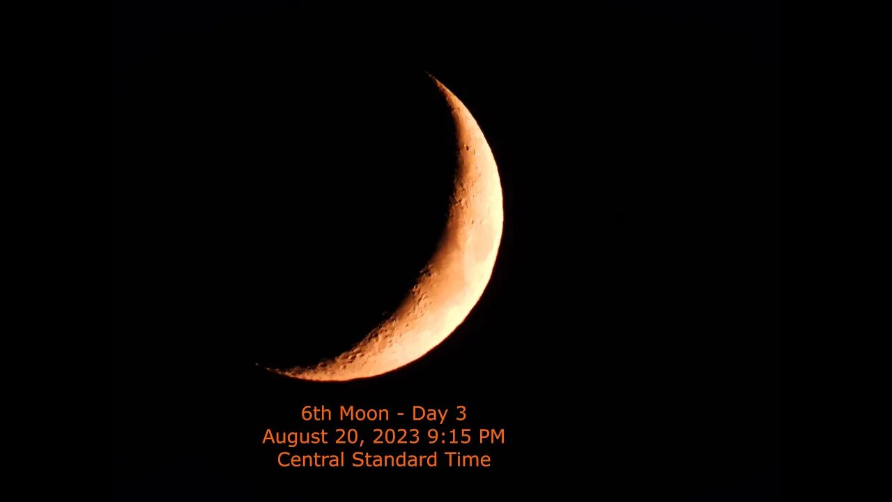 Moon Phase - August 20, 2023 9:15 PM CST (6th Moon Day 3)