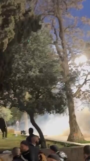 Israel fires tear gas at Al-Aqsa Mosque, in Jerusalem.