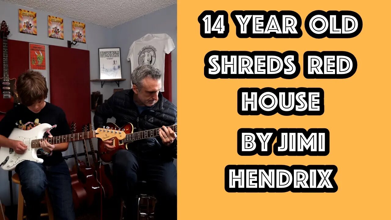 My guitar student, Miles plays red house(Jimi Hendrix)