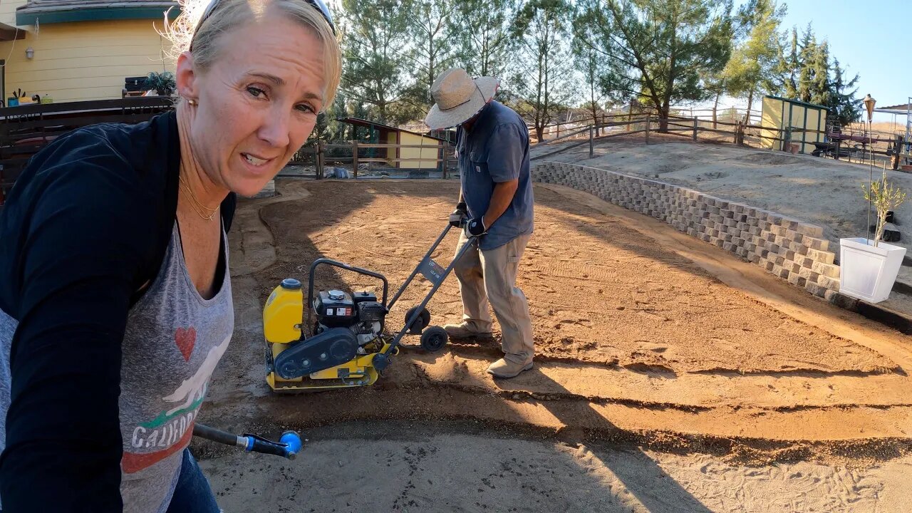 Retaining wall finished-Flagstone patio started-more work on the farm as always