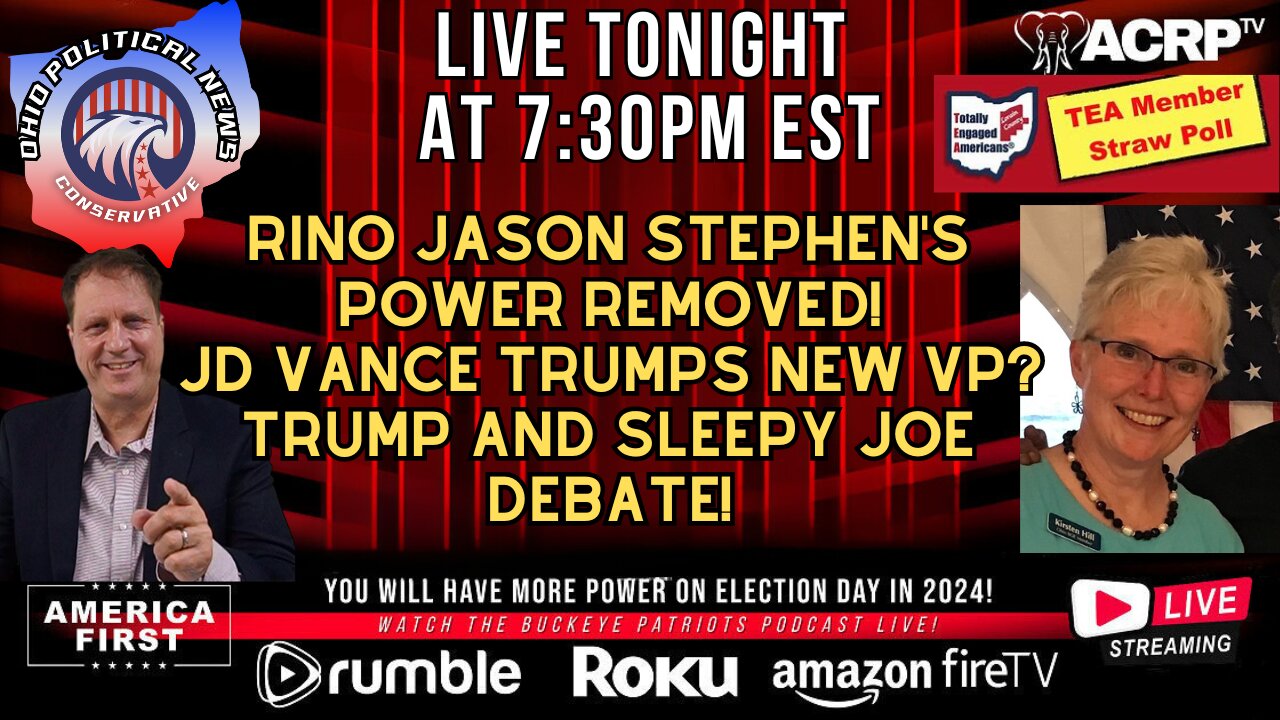 RINO Jason Stephen's power removed! JD Vance Trumps new VP? Trump and Sleepy Joe Debate!