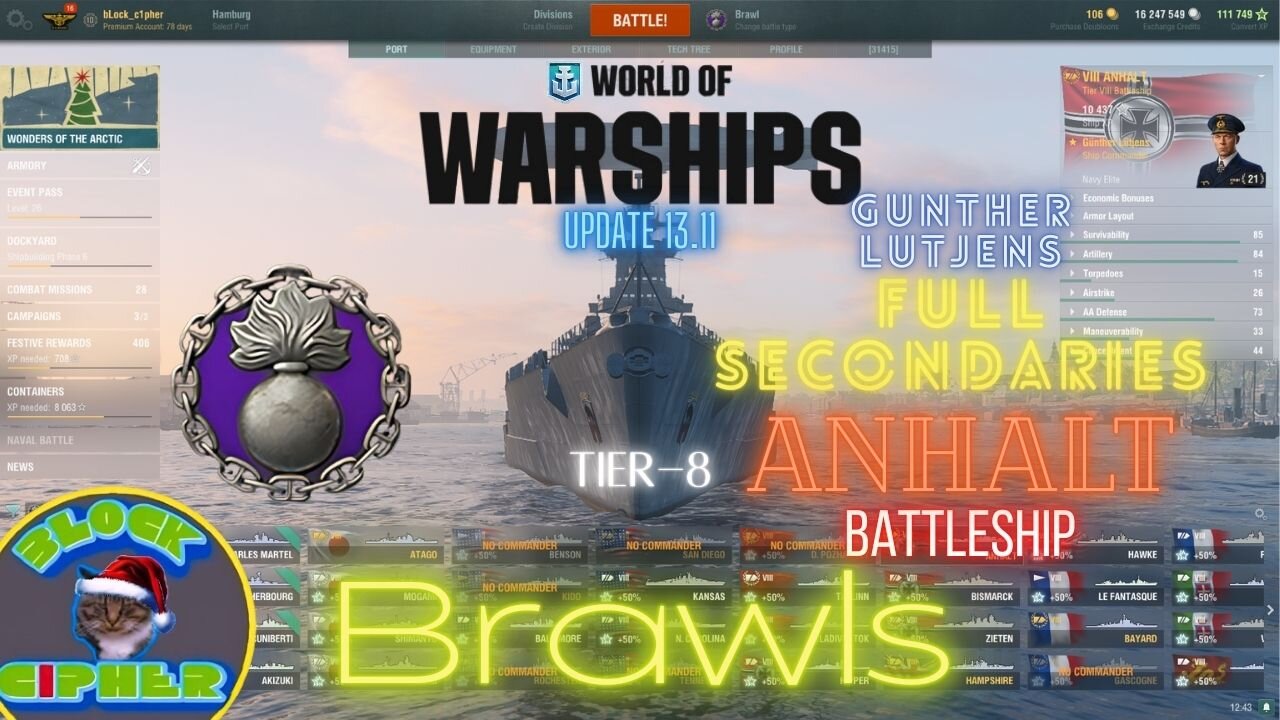 Premium Battleship Tier-8 ANHALT / Gunther Lutjens / Brawls | World of Warships