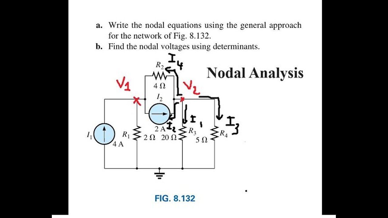 Physics Help: Write the nodal equations using the general approach for the network of Fig. 8.132