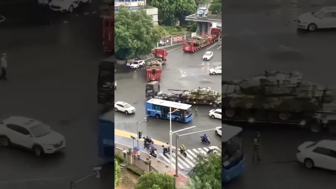 Today, Amphibious Tanks Transported via Civilian Resources from Xiamen to Fuzhou City #china #ccp