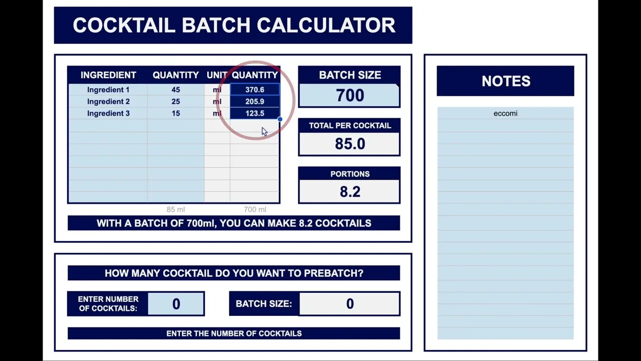 🍸COCKTAIL BATCH CALCULATOR📝