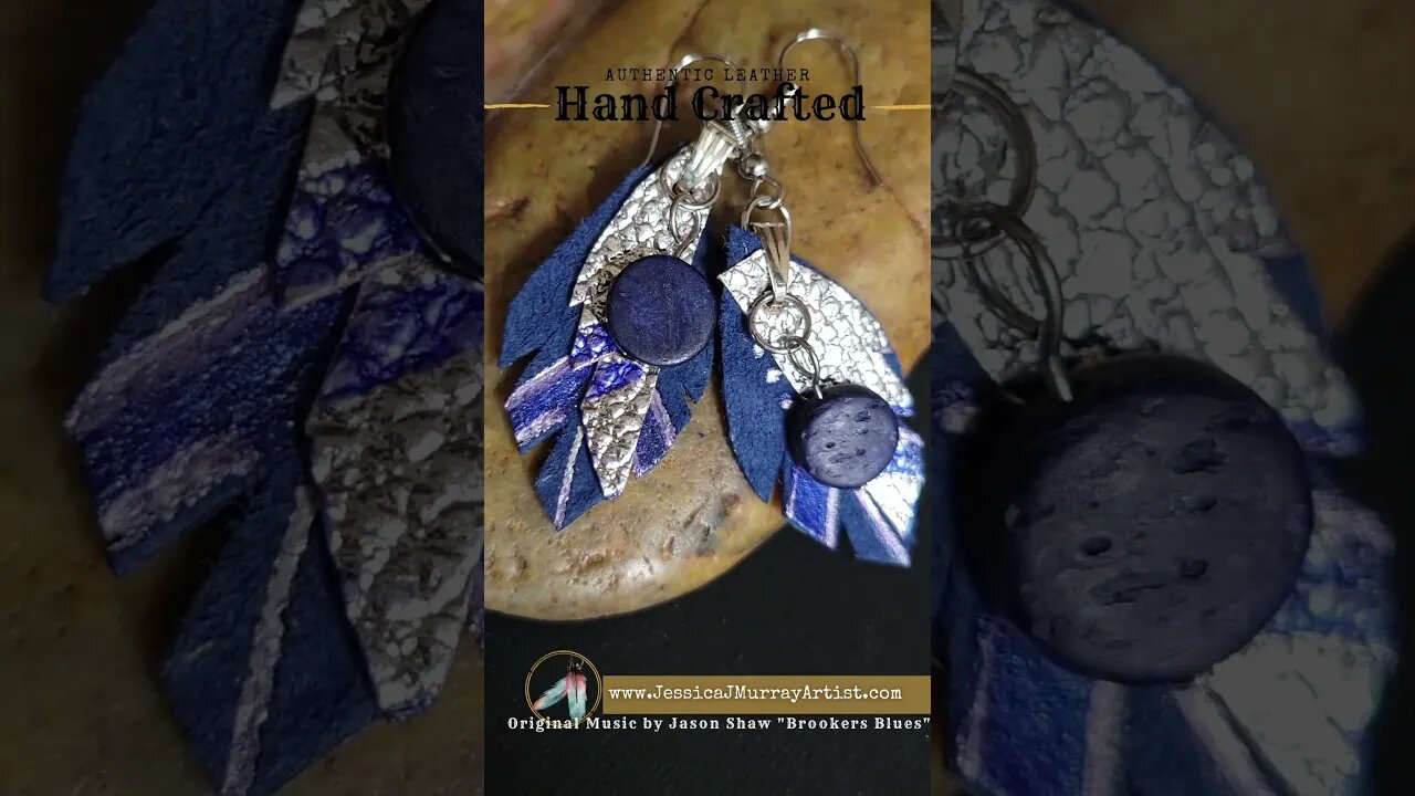 BLUEBERRY HARVEST, 1 inch, leather feather earrings #leather #handcrafted #leatherfeather