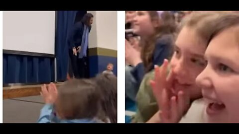 Jonathan Roumie makes a surprise visit to the grade school St Gertrude in Madeira kid's pure joy