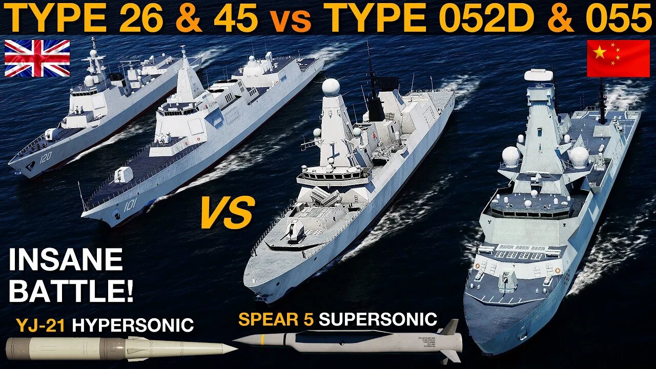 UK Type 26 Frigate & Type 45 Destroyer vs China Type 055 & 052D Destroyers (Naval Battle 100) | DCS