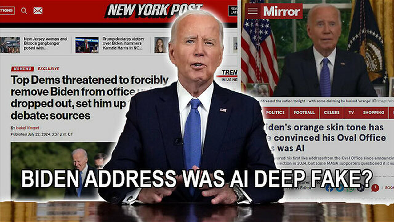 BIDEN'S ADDRESS TO AMERICA ABOUT HIM DROPPING OUT WAS AN AI DEEPFAKE?