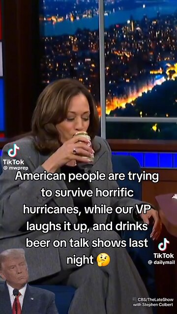 Kamala Drinks Beer While American People Are Being Destroyed By Hurricanes 2024
