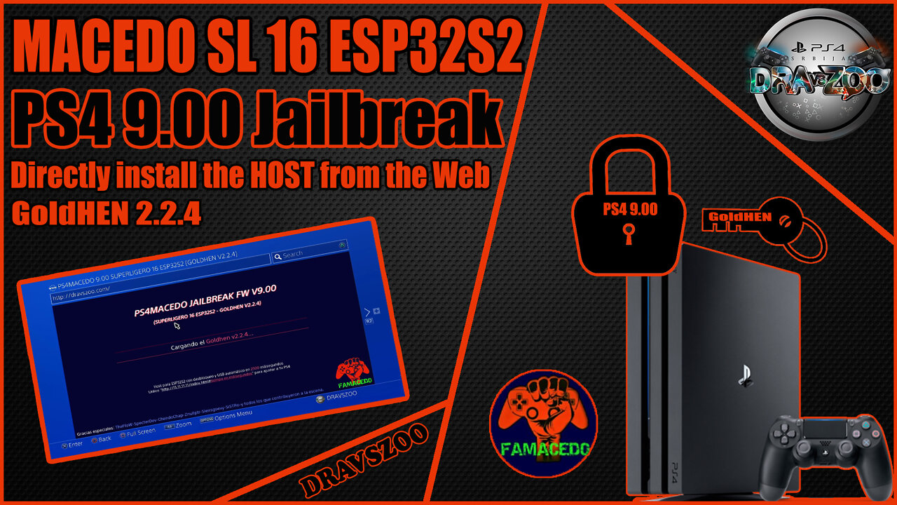 PS4 MACEDO Super Light 16 ESP32-S2 HOST | GoldHEN 2.2.4 | Web installer ESP32S2 | PS4 9.00 Jailbreak