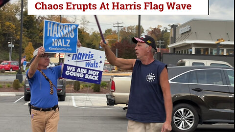 Chaos Erupts At Harris Flag Wave