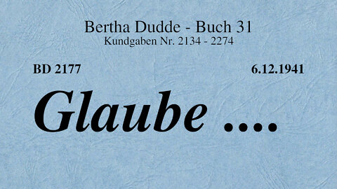 BD 2177 - GLAUBE ....