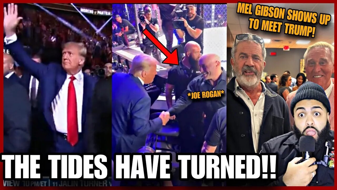 Trump gets Standing OVATION & Embraces Joe Rogan at UFC 290! Mel Gibson & Trump hold Private Meeting