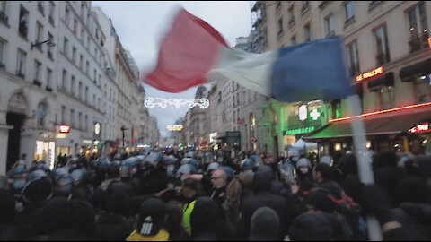 Paris France: Large Protest following President Macron's humiliating remarks against unvaccinated citizens.