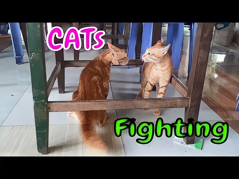 Bloody Brother Cats Fighting Seriously