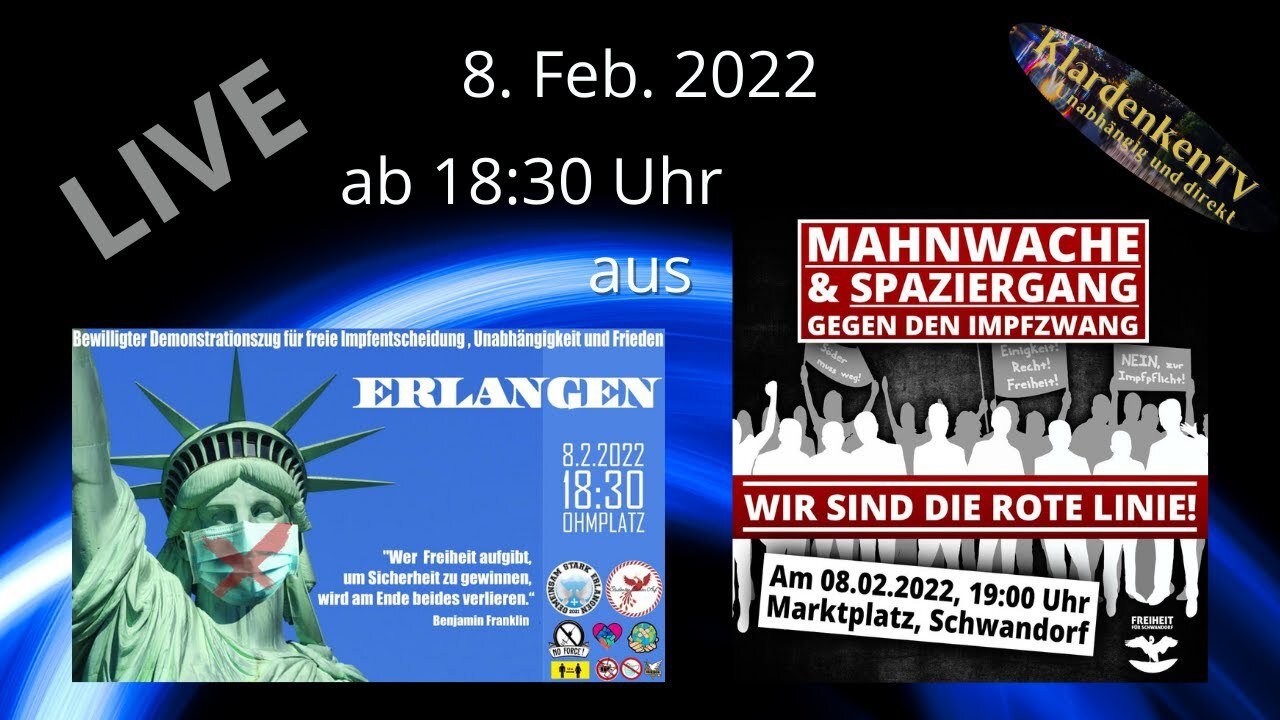 💥 RESTREAM aus Erlangen und Schwandorf am 8. Februar, ab ca. 18:30Uhr 💥