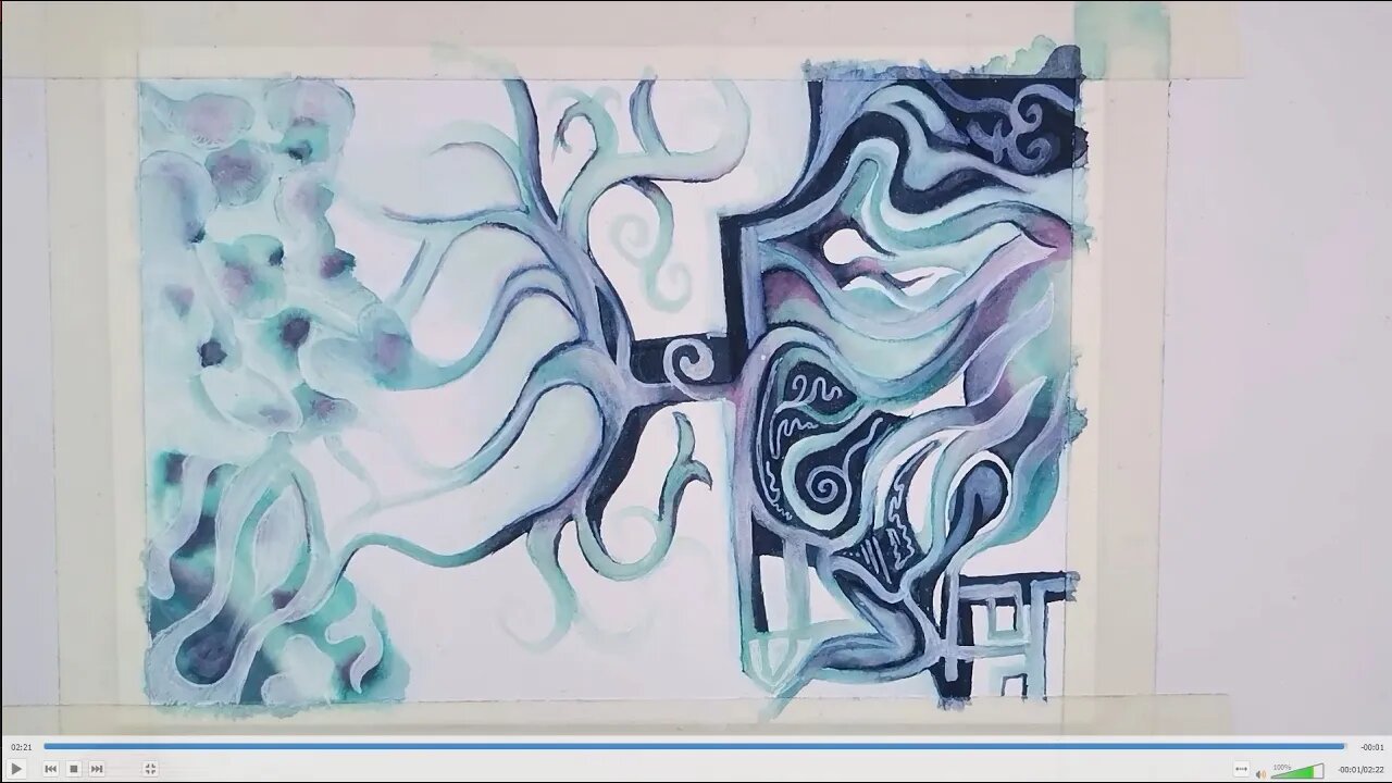 Fountain Pen Ink multiple colors white gel pen and watered down Acrylic white Timlapse