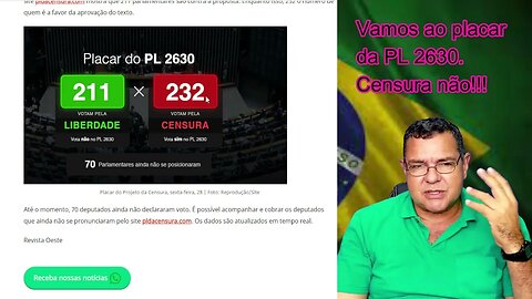 Placar da PL 2630 que trata da Censu...