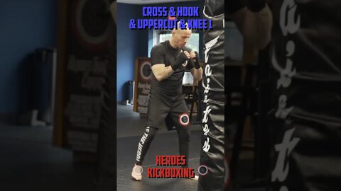 Heroes Training Center | Kickboxing "How To Double Up" Cross & Hook & Uppercut & Knee 1 | #Shorts