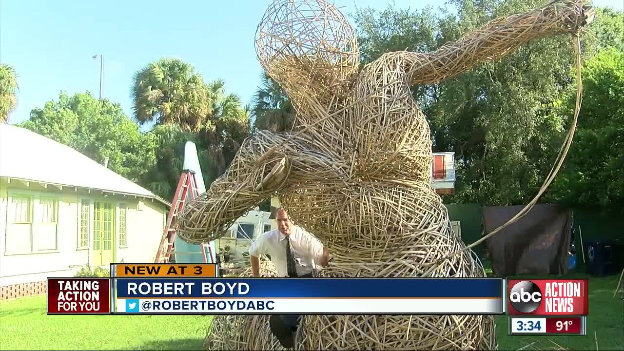 University of Tampa art professor creates bamboo sculptures in Tampa front yard