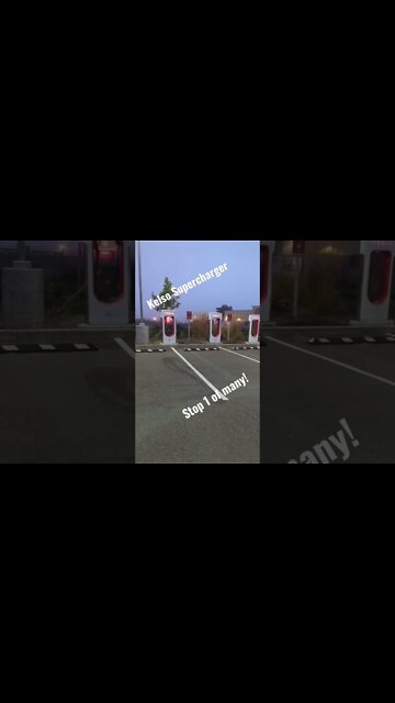 Tesla road tripping! Kelso Supercharger!