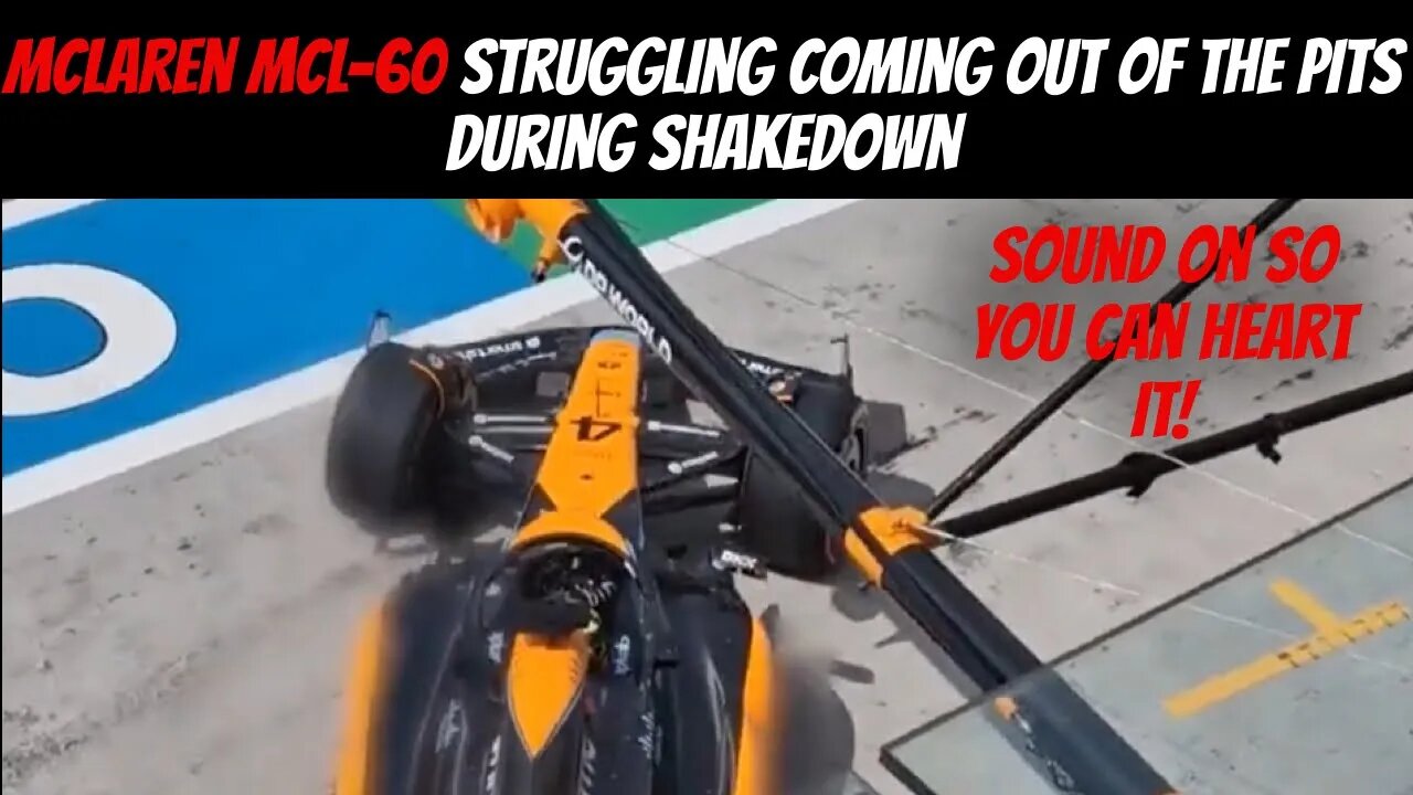 Mclaren MCL60 struggling coming out of the pits during shakedown | Sound on!