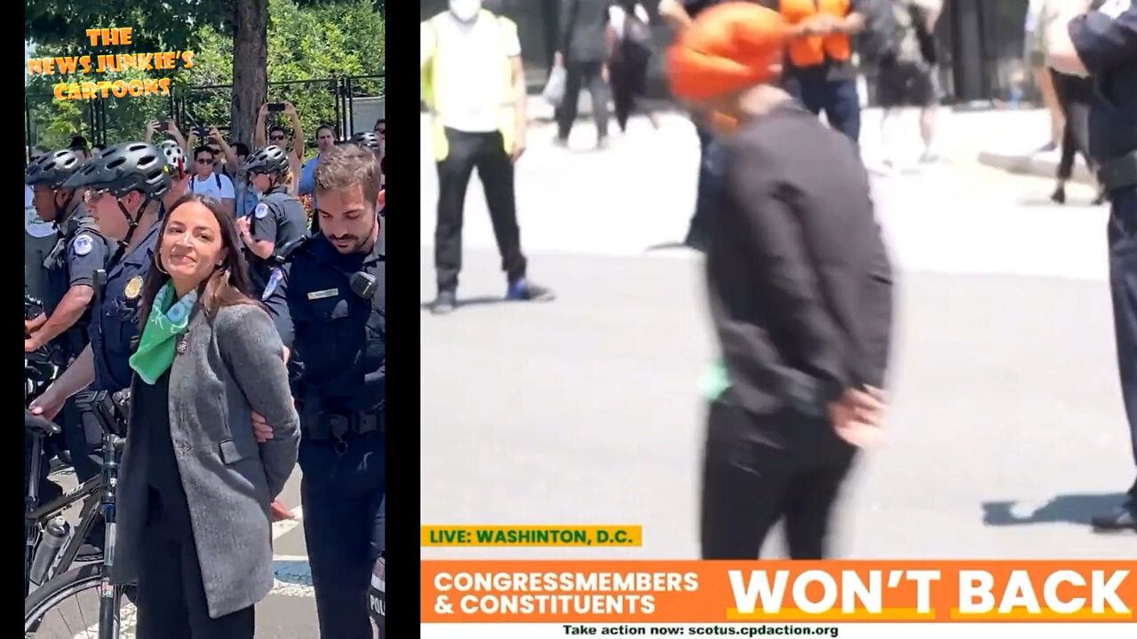 Ocasio-Cortez & Omar pretending to be handcuffed when escorted from a protest outside the SCOTUS.