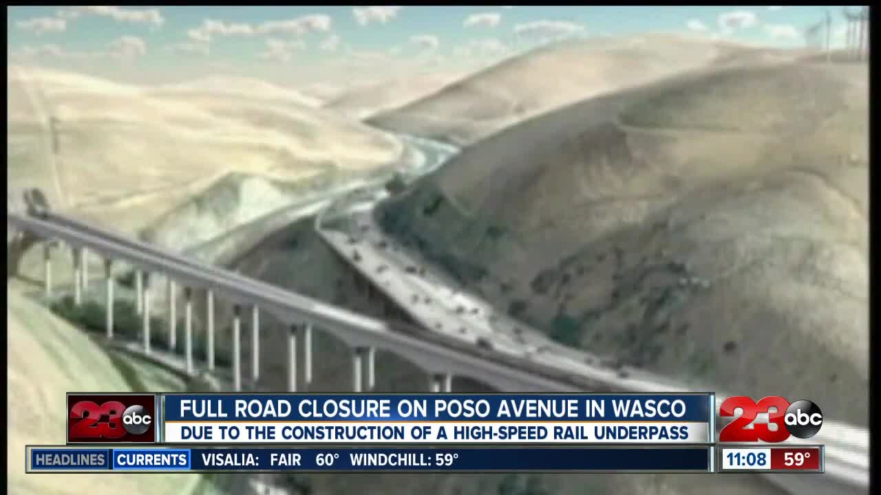 Full road closure on Poso Avenue in Wasco