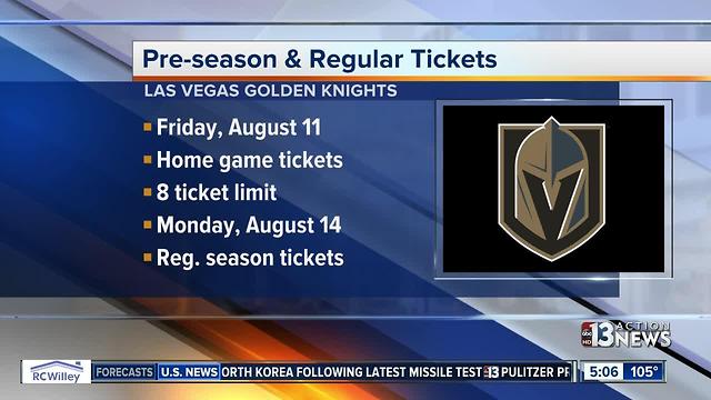 Single-game Golden Knights tickets go on sale in August