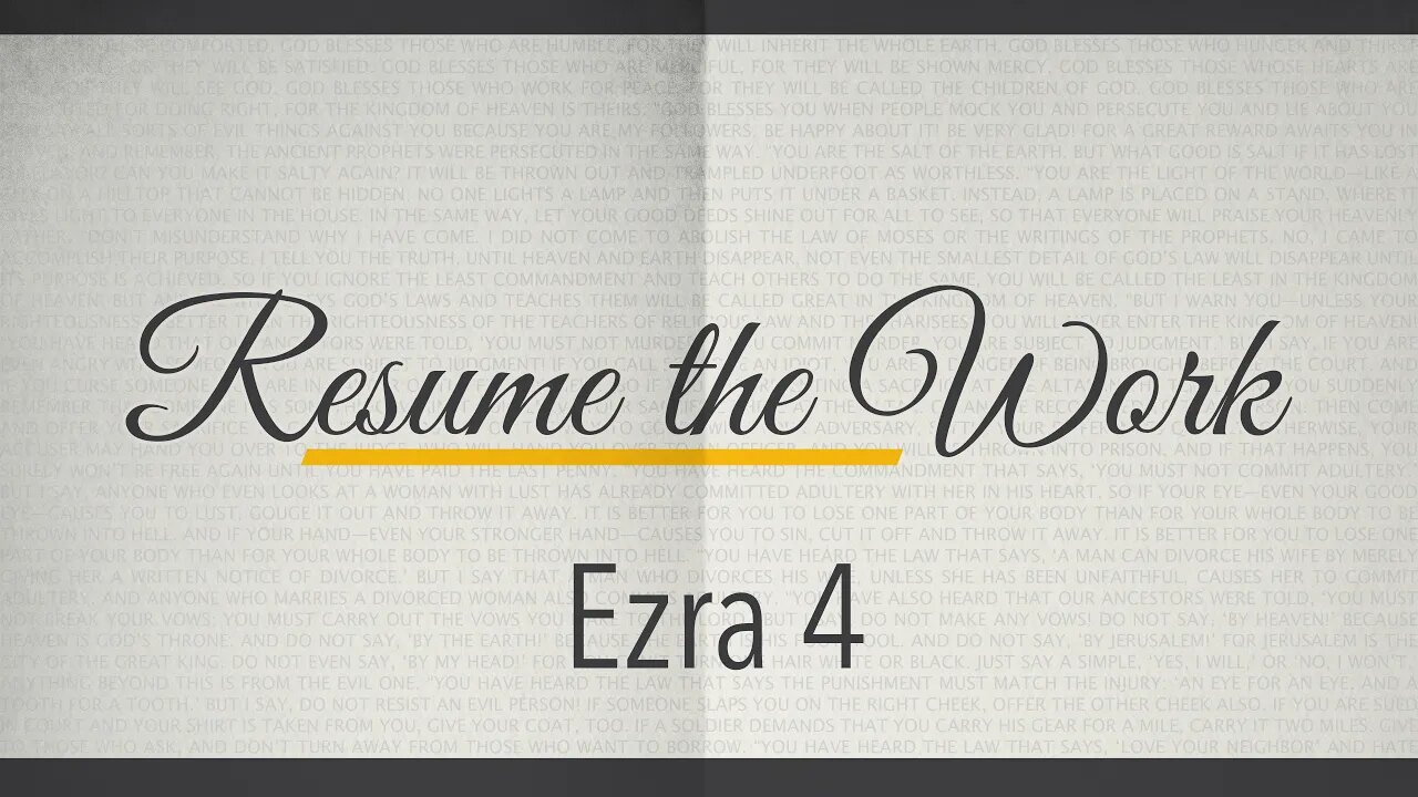 Resume the Work - Part 2
