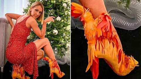 Celine Dion’s Quirky Chicken Heels & Glitzy Dress