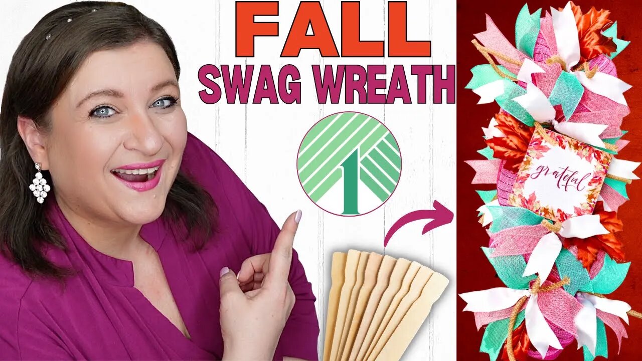 How to make Dollar Tree FALL SWAG WREATH using 5 Gallon STIR STICK