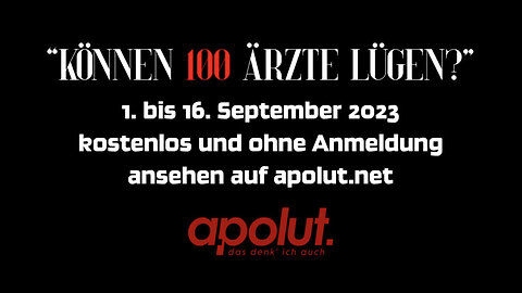 Der Film "Können 100 Ärzte lügen?" – Ab 1. September auf apolut!