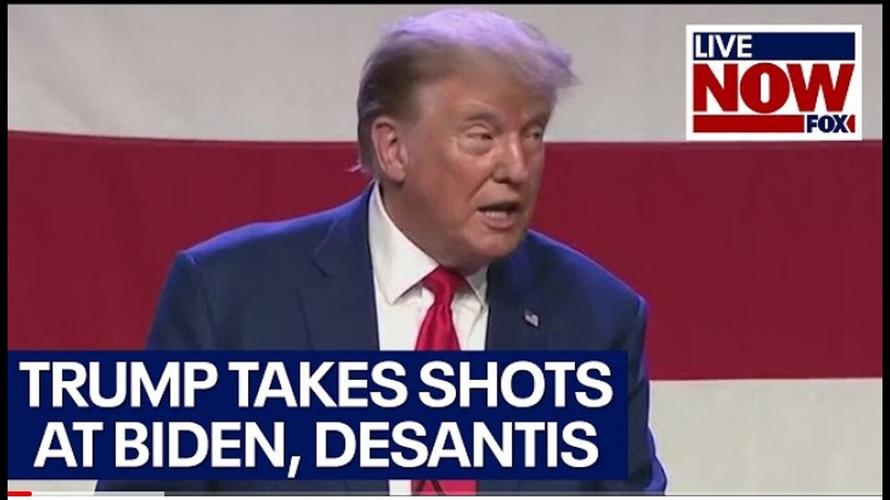 Donald Trump takes shots at Biden, DeSantis during Lincoln Dinner in Iowa | LiveNOW from FOX