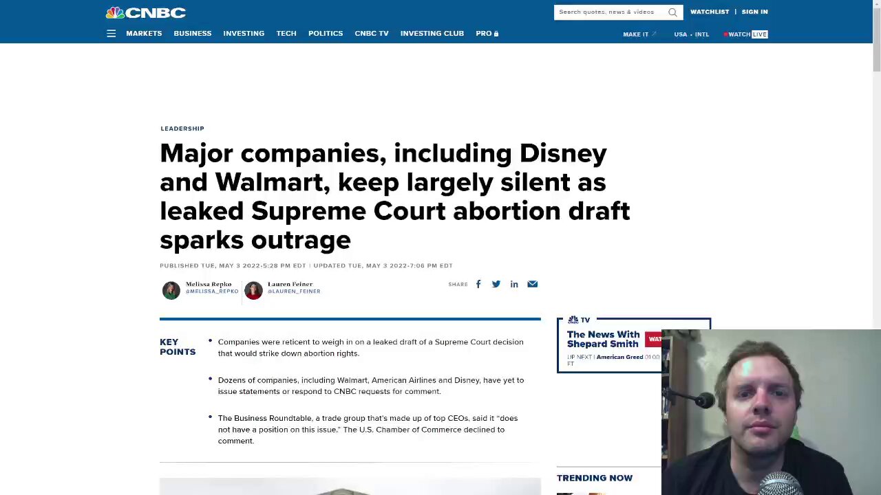 Woke companies remain silent in the wake of the 'Roe v Wade' draft leak