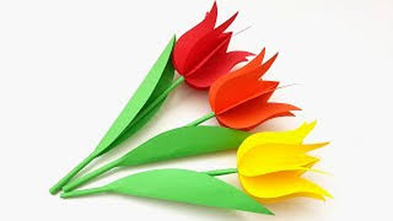 How to make paper tulips/DIY paper flower crafts/Easy paper flower/origami tulip flower