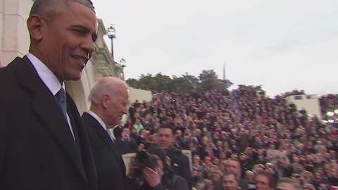 President Obama and Vice President Biden are announced at the inauguration