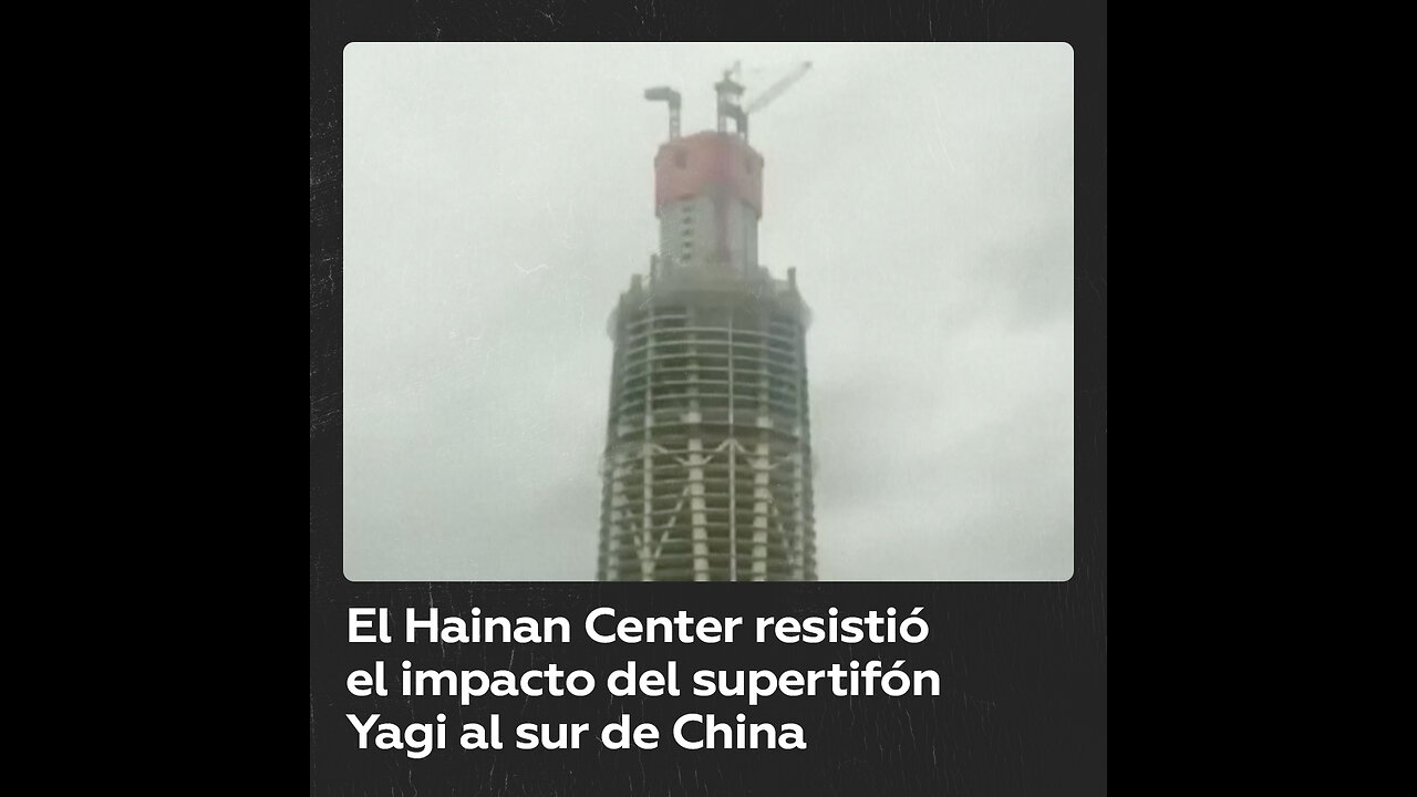 Un edificio en construcción resiste al supertifón Yagi en China