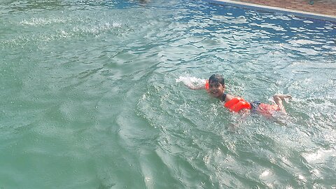 swiming and enjoy in pool