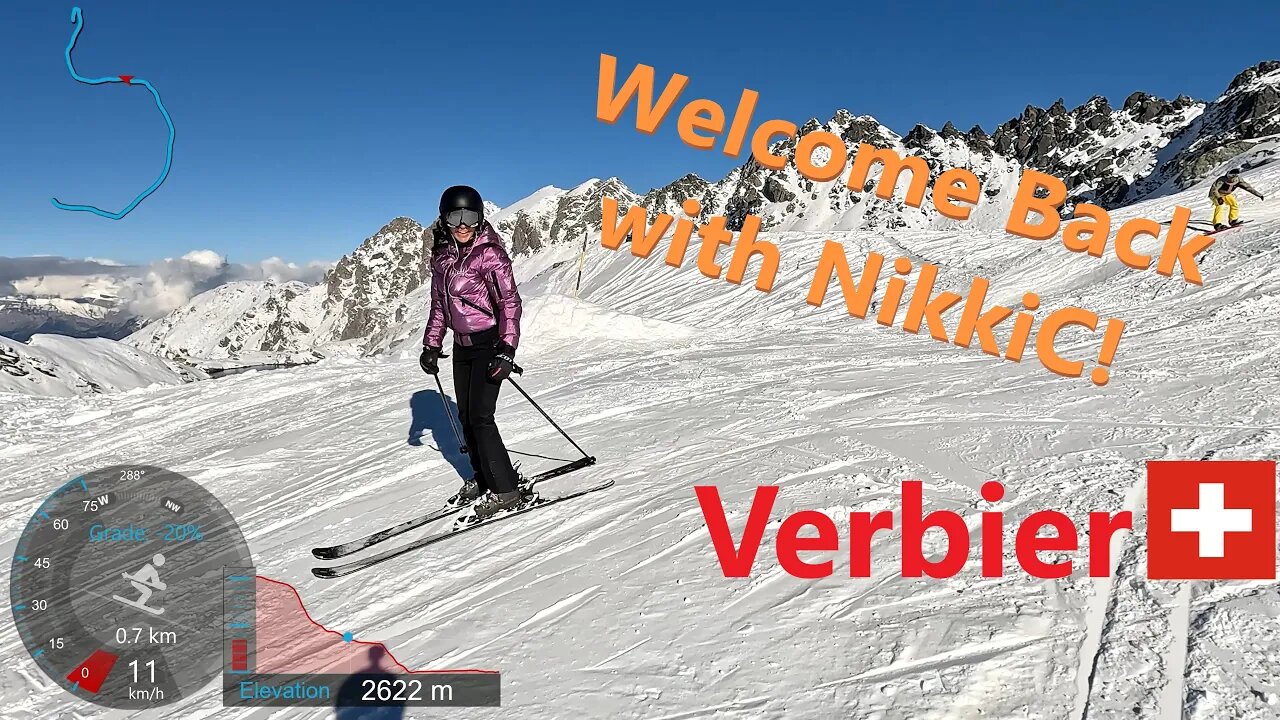 [4K] Skiing Verbier 4Vallées, Welcome Back with NikkiC Lacs Black, Valais Switzerland, GoPro HERO11