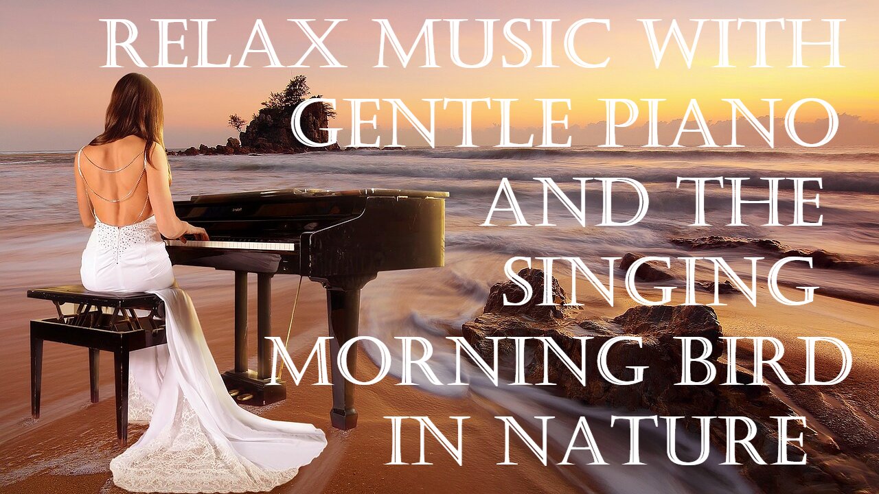 Relax music with gentle piano and the singing morning bird in nature