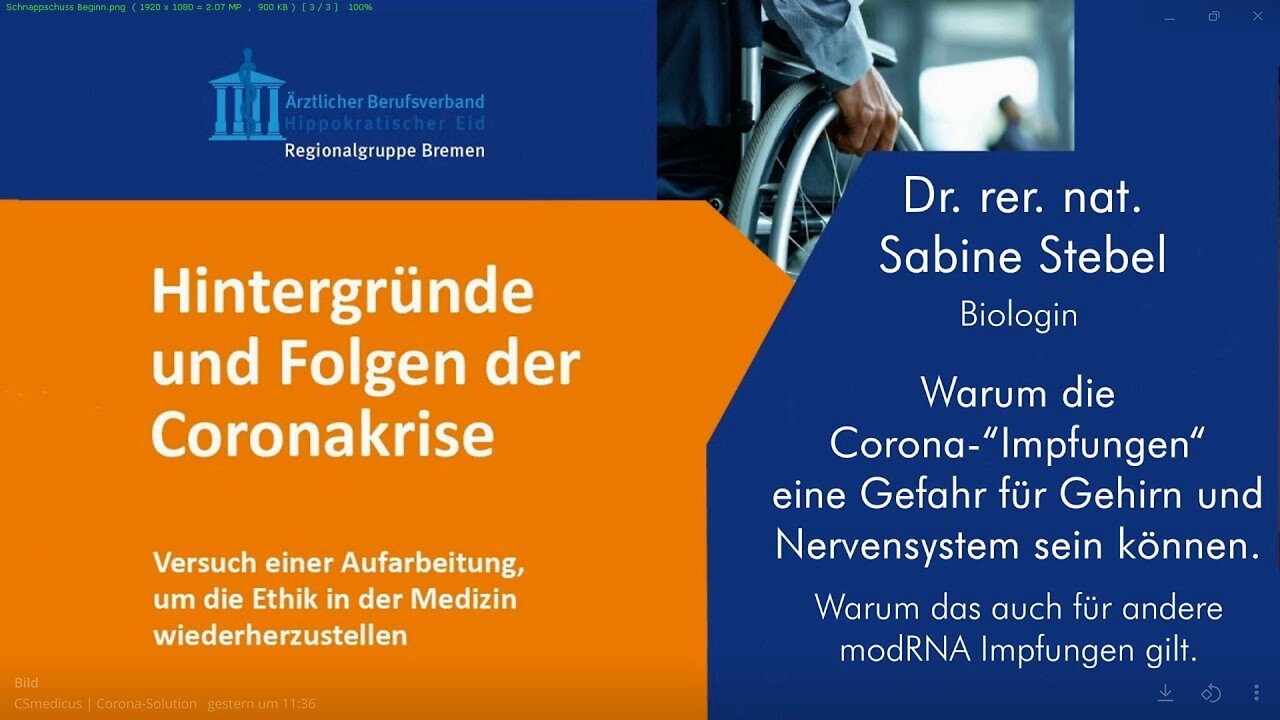 " M-RNA 'IMPFUNGEN' : AUSWIRKUNGEN AUF GEHIRN UND NERVENSYSTEM " - Dr. Sabine Stebel