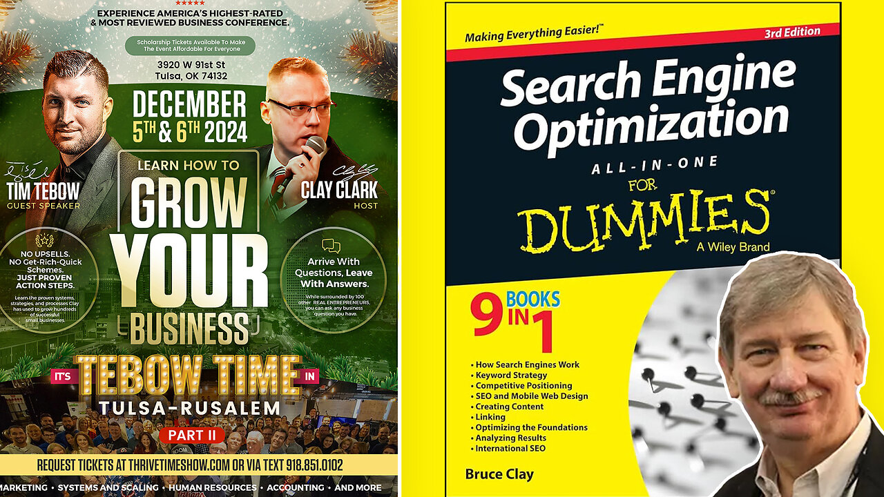 Search Engine Optimization | The Best-Selling Author of Search Engine for Dummies, BRUCE CLAY Teaches Search Engine Optimization 101 + Join Tim Tebow At Clay Clark's 2-Day Interactive Business Workshop (Dec 5 - 6)