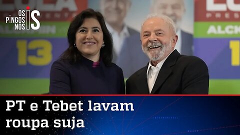 Lula se irrita com críticas feita por Tebet, que mandou o PT esconder o vermelho