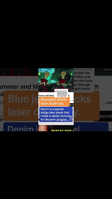 Blue jeans blocks deadly lasers in rick and morty