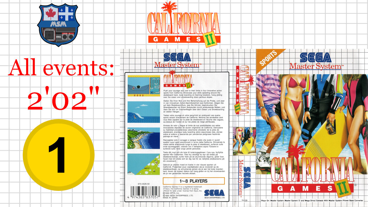 California Games 2 [SMS] All events [2'02"734] WR-tie🥇 | SEGA Master System Marceau