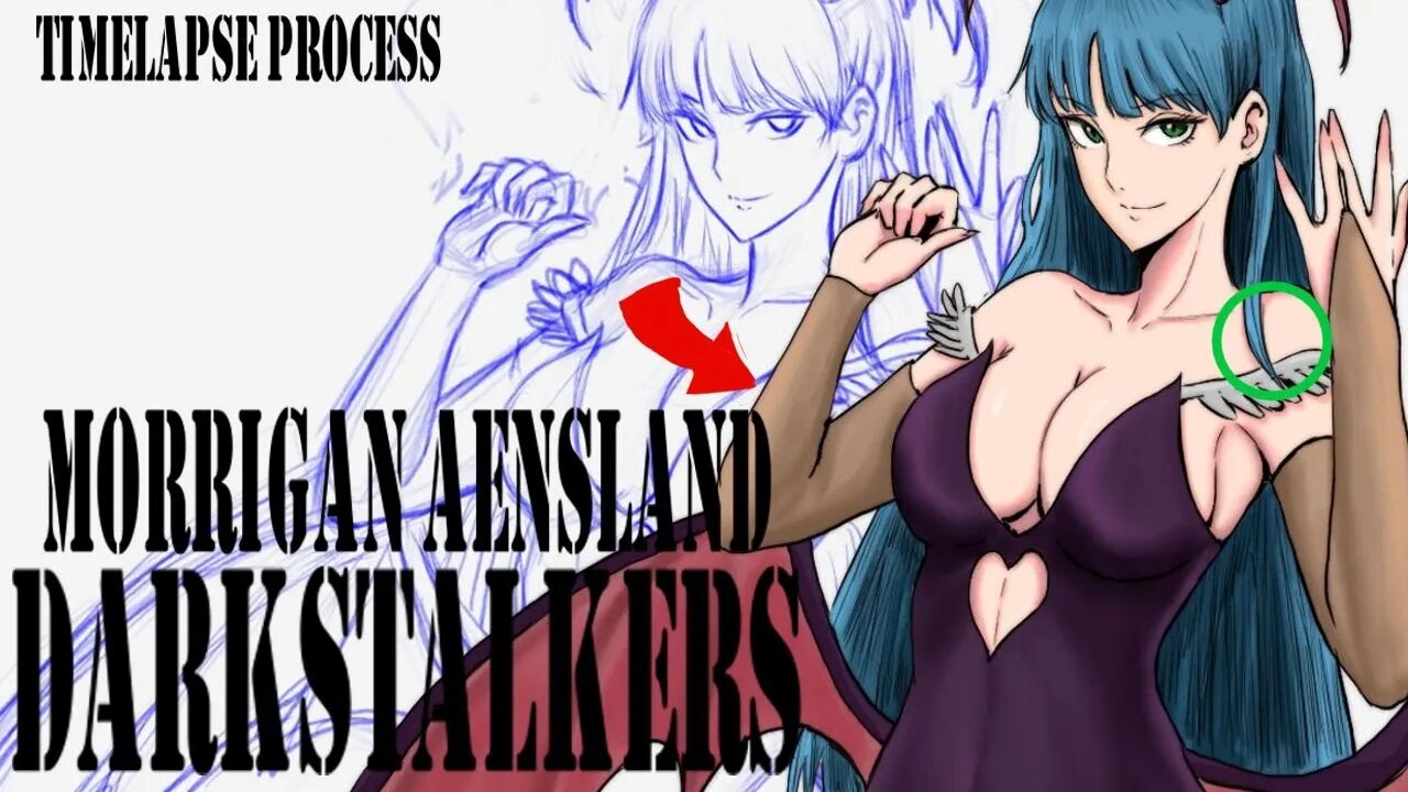 Morrigan Aensland - Darkstalkers - Drawing Stream timelapse - 9-26-23