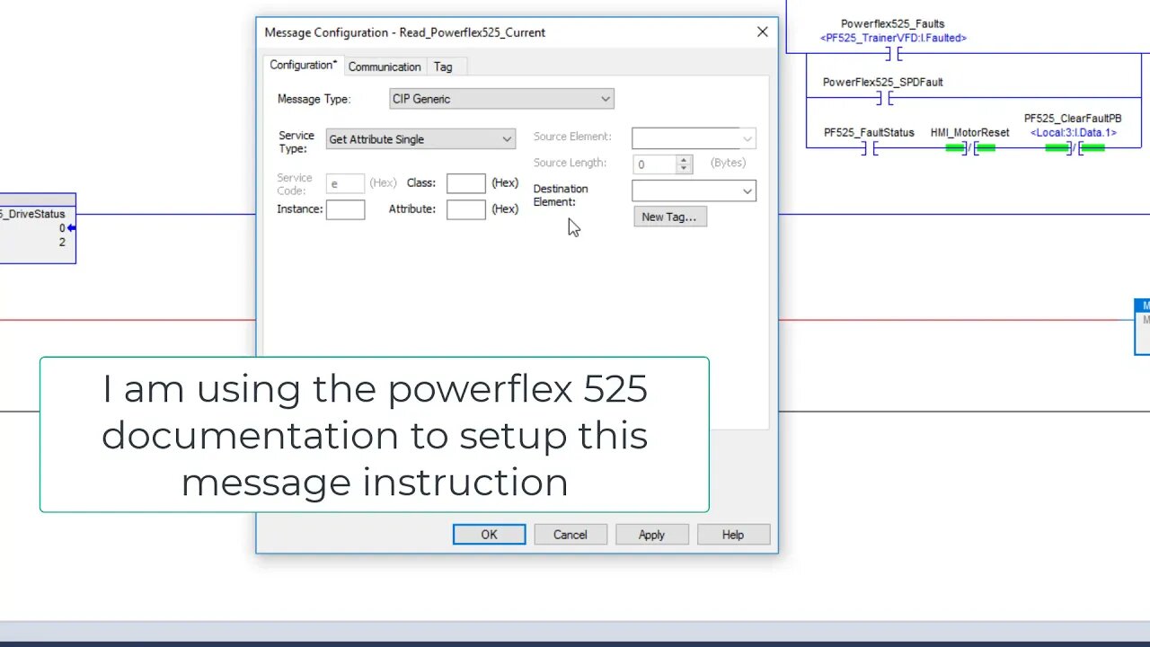 Reading PowerFlex 525 Output Current Using Message Instructions in Studio 5000