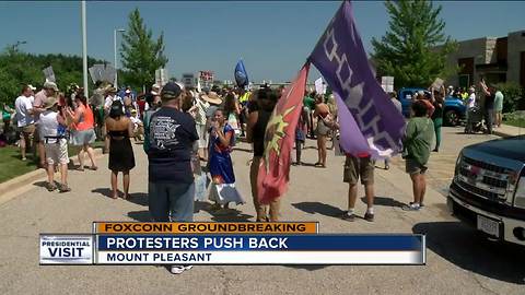 Protesters follow Trump from Milwaukee to Racine County